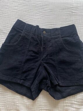 American Apparel Navy High-Waist Corduroy Shorts